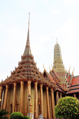 Wat Phra Kaew Temple Spire, Phra Mondop, the library, Grand Palace