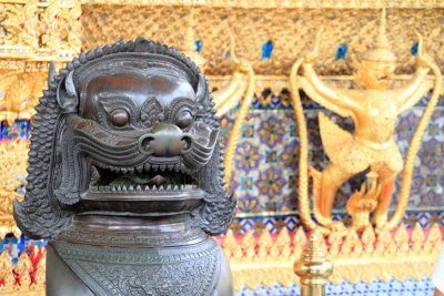 Lion, External decorations of the Ubosoth, the main building of Wat Phra Kaew, Grand Palace