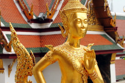 Kinnon – mythological creature, half bird, half man, Wat Phra Kaew, Grand Palace