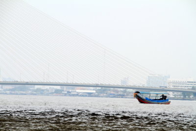 Chao Phraya river and a longboat