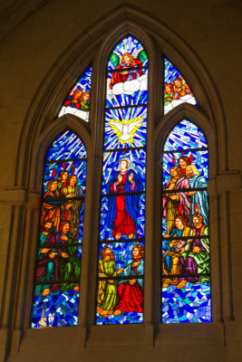 Stained glass window, Cathedral of the Almudena, Madrid, Spain