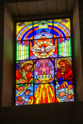 Stained galss window, Cathedral of the Almudena, Madrid, Spain