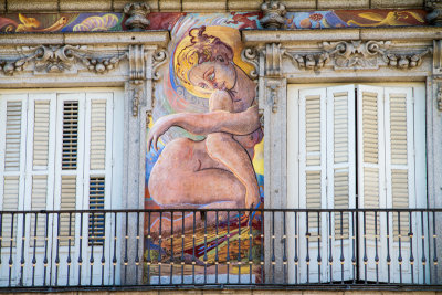 Window, Plaza Mayor, Madrid, Spain
