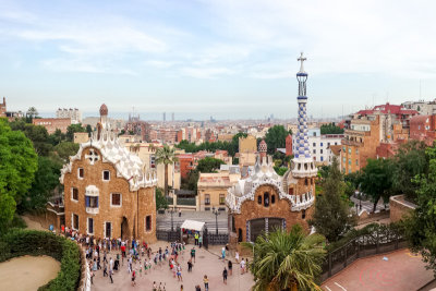 Monumental zone, Park Guell, Antoni Gaudi, Barcelona, Spain