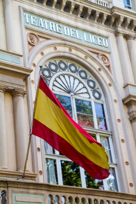 Spanish flag, Teatre del Liceu, Barcelona, Spain