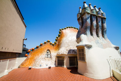 Roof Terrace, Casa Batllo, Gaudi, Barcelona, Spain