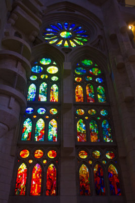 Stained glass, Sagrada Familia, Antoni Gaudi, Barcelona, Spain