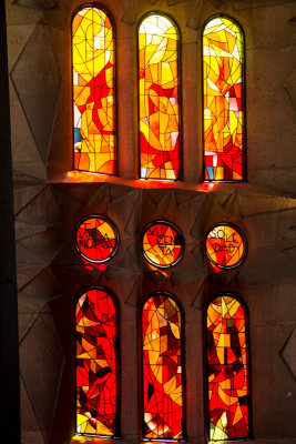 Stained Glass, Sagrada Familia, Antoni Gaudi, Barcelona, Spain