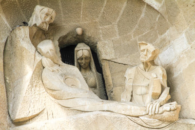 Passion Facade, Sagrada familia, Antoni Gaudi, Barcelona, Spain