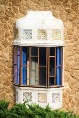 Window, Park Guell, Antoni Gaudi, Barcelona, Spain