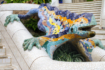 Salamander, popularly known as el drac (the dragon), Park Guell, Antoni Gaudi, Barcelona, Spain