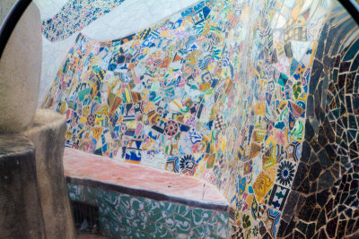 Mosaic, Exterior, Park Guell, Antoni Gaudi, Barcelona, Spain