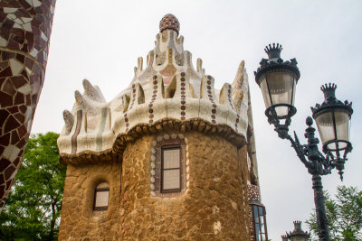 Lamp post, Park Guell, Antoni Gaudi, Barcelona, Spain