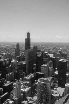 Sears Tower, Chicago view from the Aon Center, Black and White