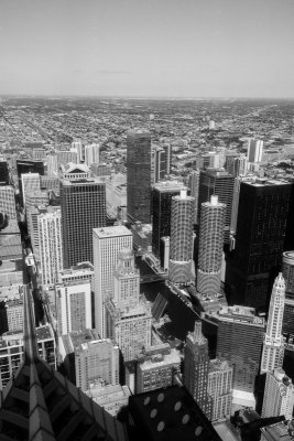 Chicago river, Chicago view from the Aon Center, Black and White