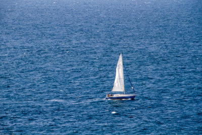 Boat, View of Atlantic Ocean, San Felipe El Morro Castle, Viejo San Juan