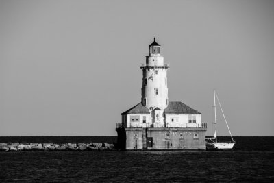 Chicago Lighthouse, Chicago, IL, Black and White