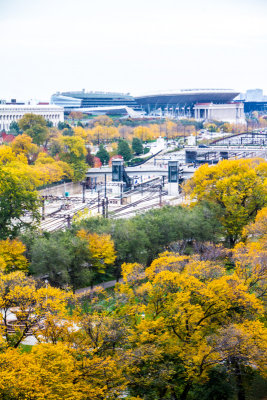 Soldier Field, Metra tracks, View from the Presidential Suite, Blackstone Hotel, Fall Colors, Chicago Open House 2014