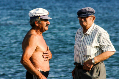 Men, Santorini, Greece