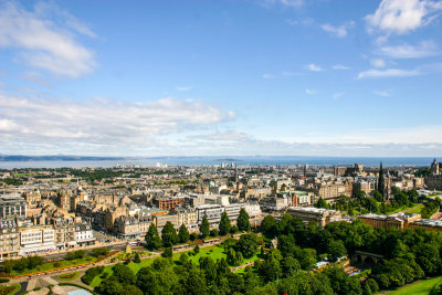 Edinburgh with West Princes Street Gardens below, Scotland