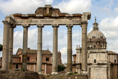 The Temple of Saturn in the Roman Forum, Rome, Italy