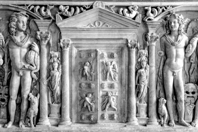Ancient Roman door design, Capitolini Museum at Campidoglio, Rome, Italy