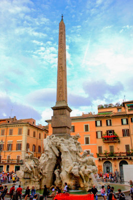 Fountain of the four Rivers with Egyptian obelisk, Piazza Navona, Rome, Italy