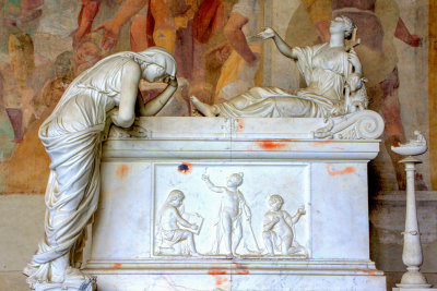Sarcophagi sculpture - mourning lady, Pisa, Italy