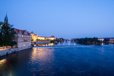 Vltava River, night, Prague, Czech Republic