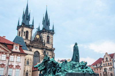 Tyn Church and Jan Hus Memorial, Prague, Czech Republic