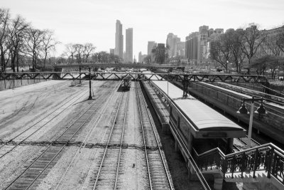 Train Station, Chicago, St. Patrick's Day, 2015, Black and White