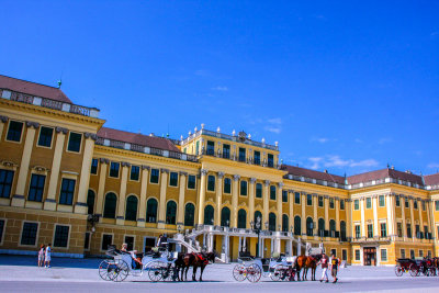 Vienna - Schönbrunn Palace; front facade - painted by Canaletto in 1758, Austria