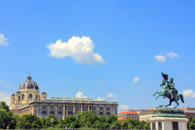 Hofburg Imperial Palace and Archduke Charles Statue in the Heldenplatz, Vienna, Austria