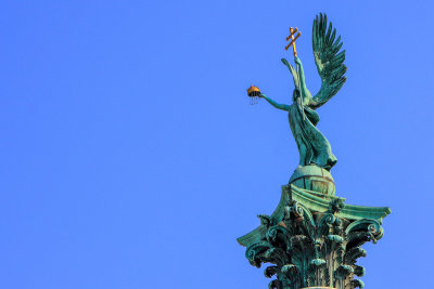 Statue of the archangel Gabriel, Heroes Square, Budapest, Hungary