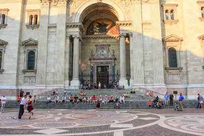 Dancers in front of St. Stephen's Basilica, Budapest, Hungary