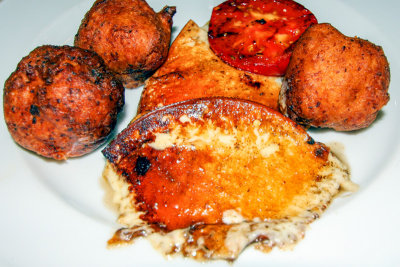 Hungarian fried cheese with vegetables, Hungary