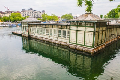 Pier on the Limmat, Zurich, Switzerland