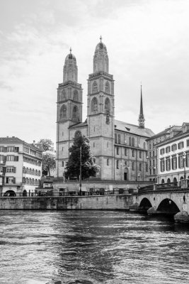 Grossmunster, Black and White, Zurich, Switzerland