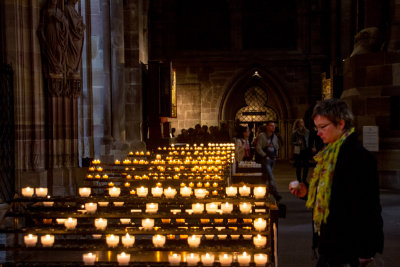 Candles, La cathedrale Notre-Dame de Strasbourg, France