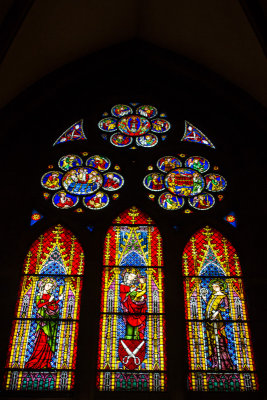 Stained Glass Window, Freiburg Munster medieval cathedral, Freiburg im Breisgau, Black Forest, Germany