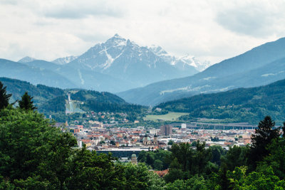 View of Innsbruck with Serles peak, Hungerburg Funicular, Austria