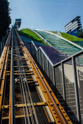 Bergisel Ski Jump, mortals go up and down using the funicular, Innsbruck, Austria