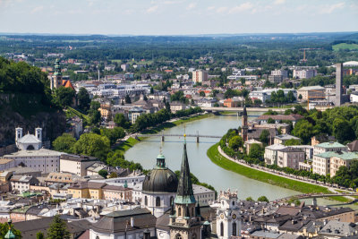 View of Salzburg, from Salzburg castle, Austria