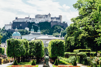 Fortress Hohensalzburg, from Mirabell gardens, Salzburg, Austria