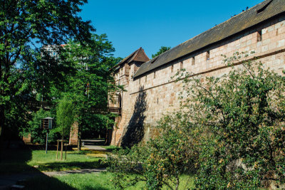 Old fortress walls, Nuremberg, Bavaria, Germany