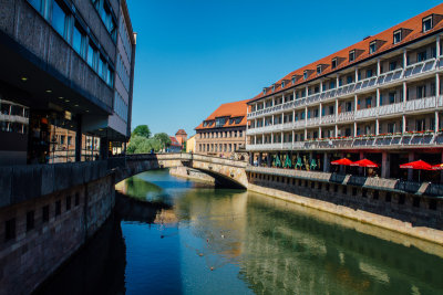 Pegnitz river, Museumbrucke, Nuremberg, Bavaria, Germany