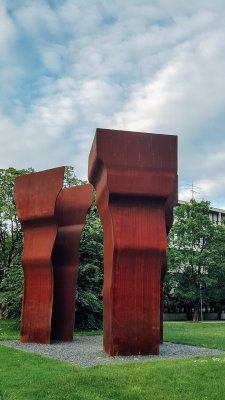 Iron sculpture by Eduardo Chillada, Pinakothek der Moderne, Munich, Bavaria, Germany