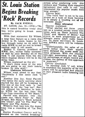 rock and roll records to be smashed at radio station 1958 january 13