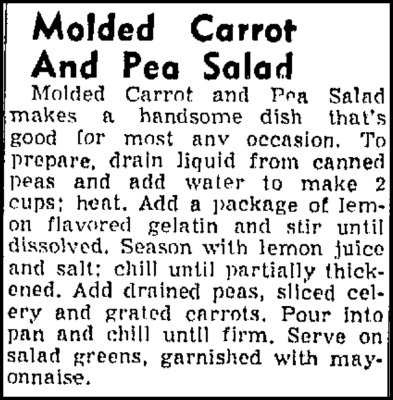 recipe for lemon jello carrot pea molded salad