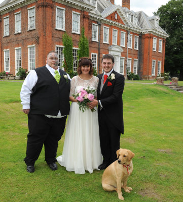 bride and groom with best man and Mia